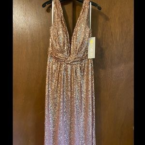 Revelry Bijou Sequin Dress Rose Gold NWT
